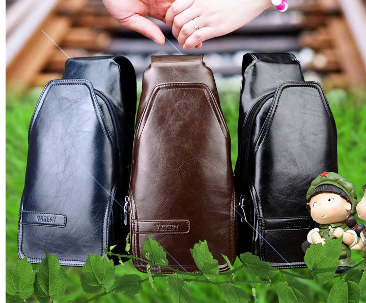 Men's Fashion Crossbody Bag Theftproof Leather Business Sling Bags Male Casual Chest Bags Shoulder Bags Chest Waist Pack