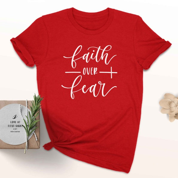 Faith Over Fear Christian T-Shirt Religion Clothing For Women Faith Shirt