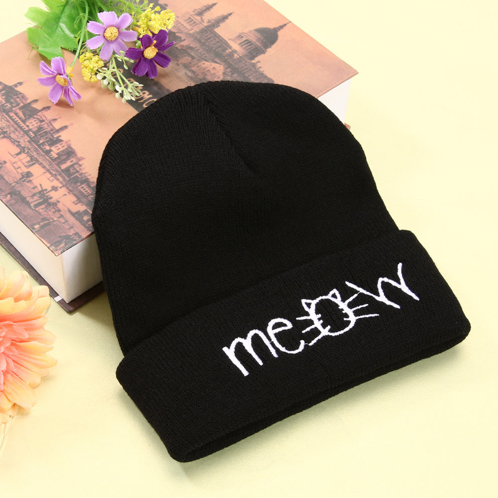 Autumn MEOW  Men Women Casual Hip Hop Hats Knitted Wool Skullies Beanies Hat Warm Winter Hat For Women Beanie Winter Caps