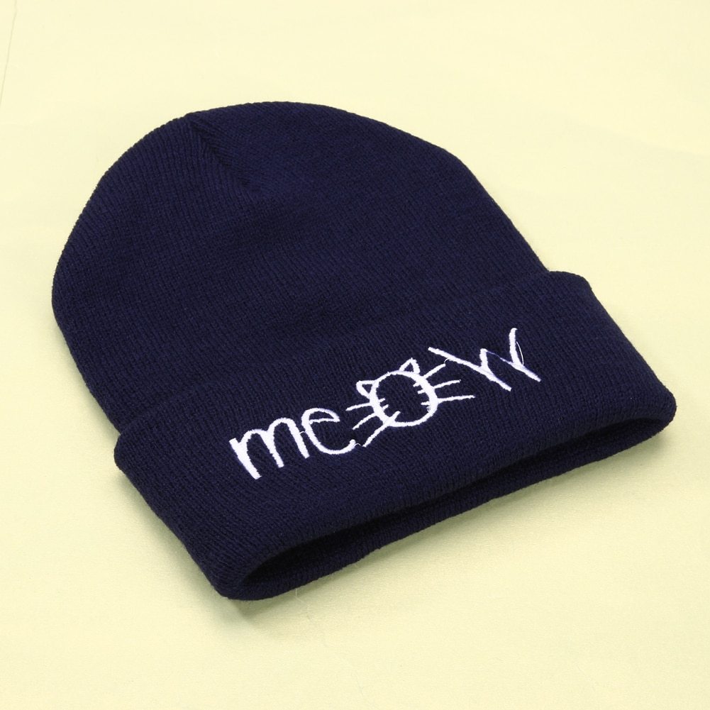 Autumn MEOW  Men Women Casual Hip Hop Hats Knitted Wool Skullies Beanies Hat Warm Winter Hat For Women Beanie Winter Caps