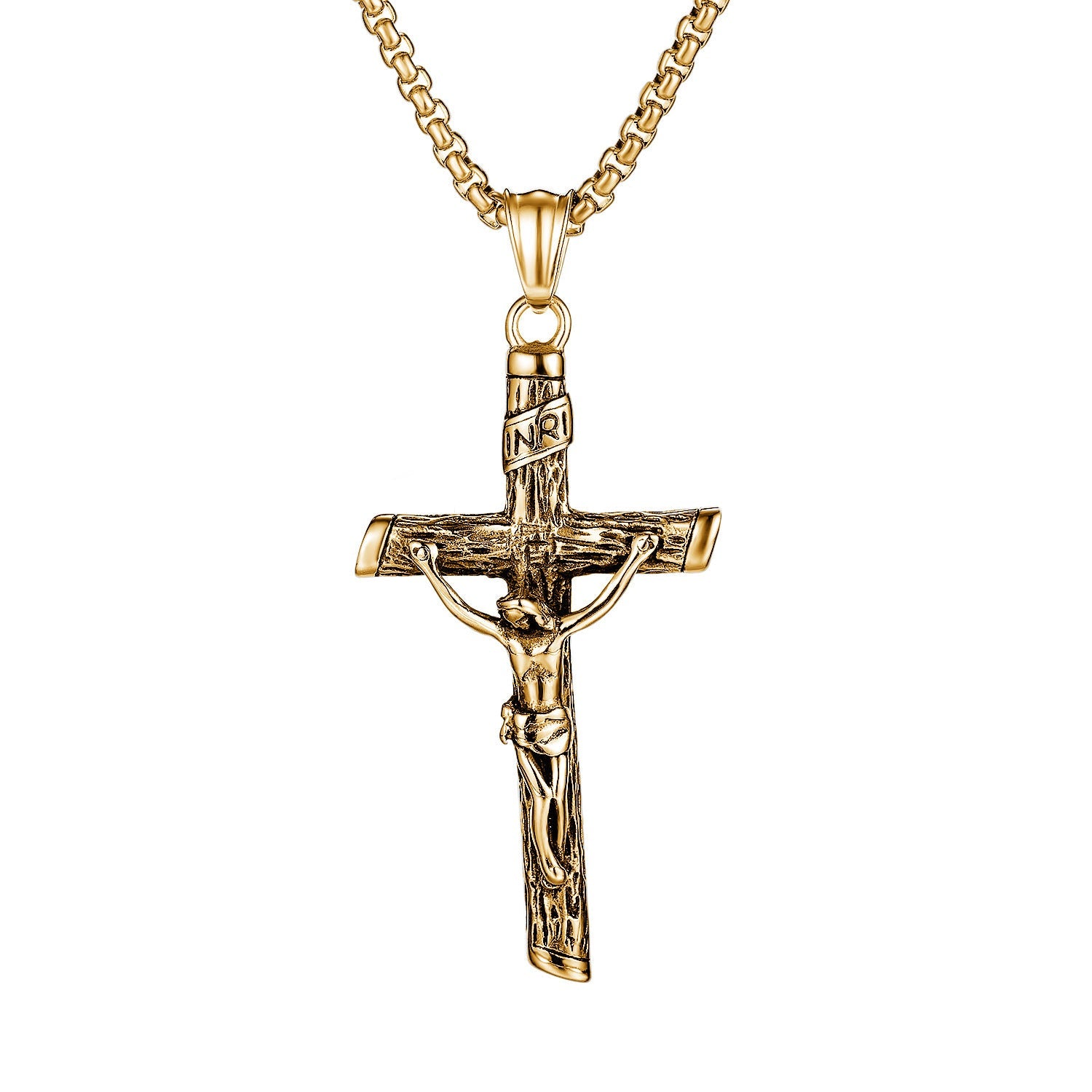 Christian Jesus Cross Pendant Religion Classic Mens Titanium Steel Necklace Factory Direct