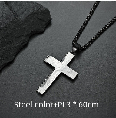 Christian Jesus Cross Necklace Double Men's