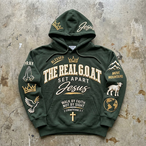 The Real G.O.A.T. - Forest Green Graphic Hoodie