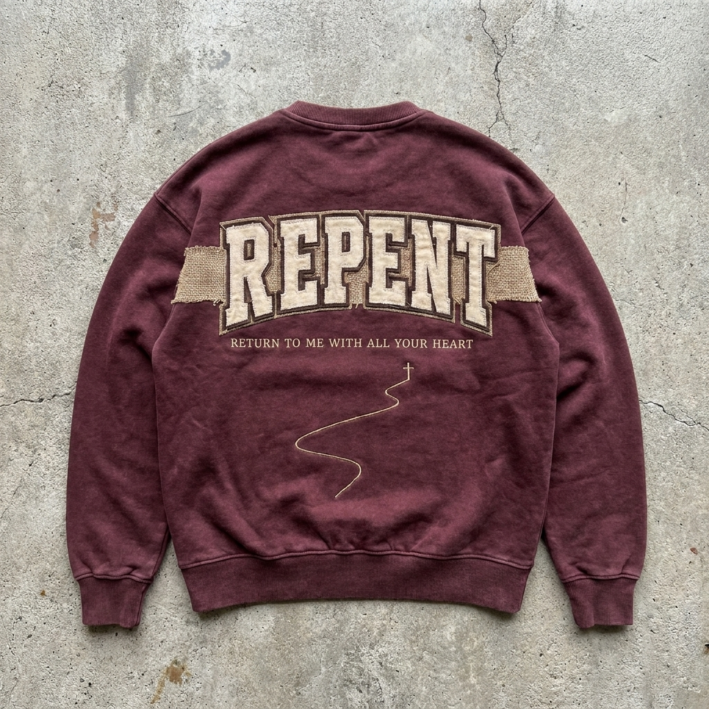 Repent - Vintage Burgundy Crewneck