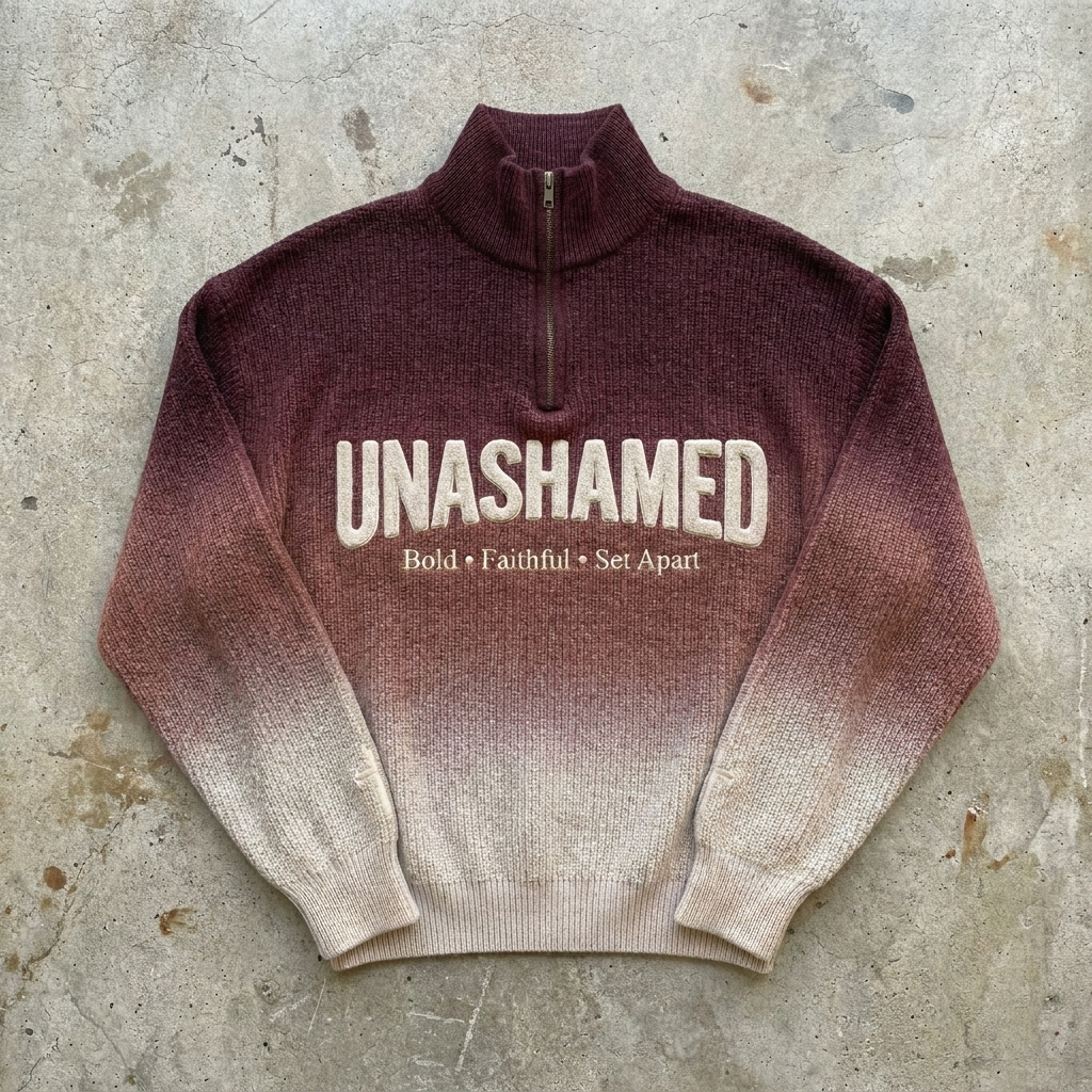 Unashamed Fade - Oxblood Quarter Zip Sweater