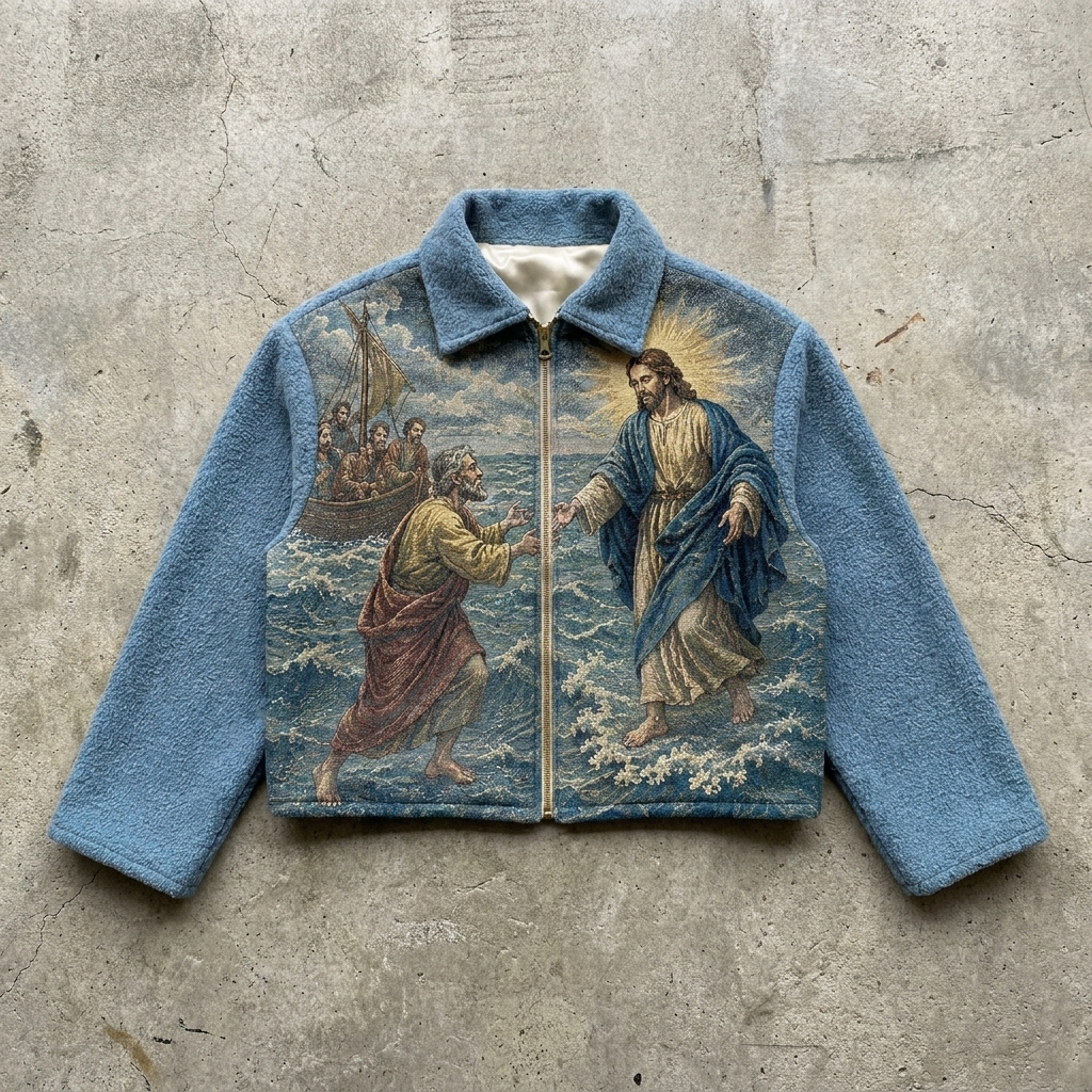 Step of Faith - Sky Blue Tapestry Fleece Jacket